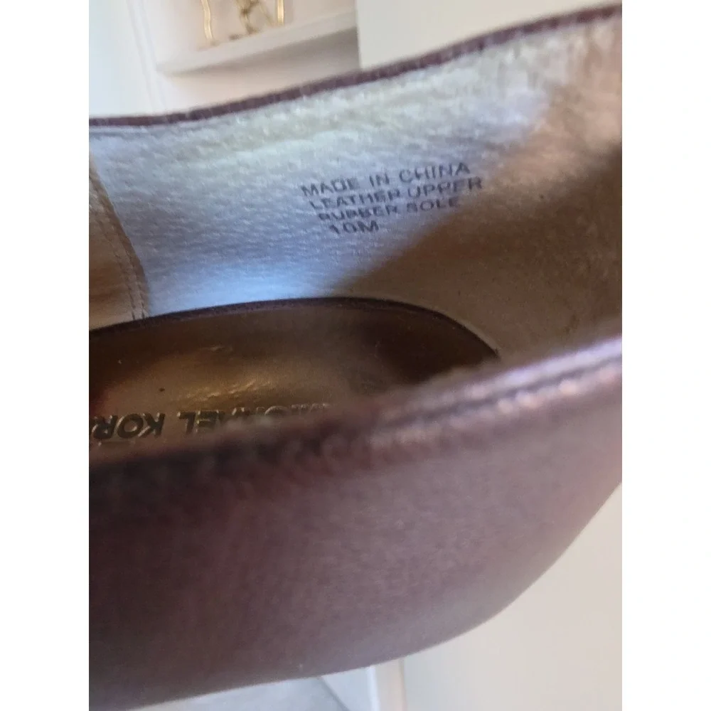 Michael Kors Bronze Metallic Leather Mary Jane's Buckle Peep Toe Heels 10M